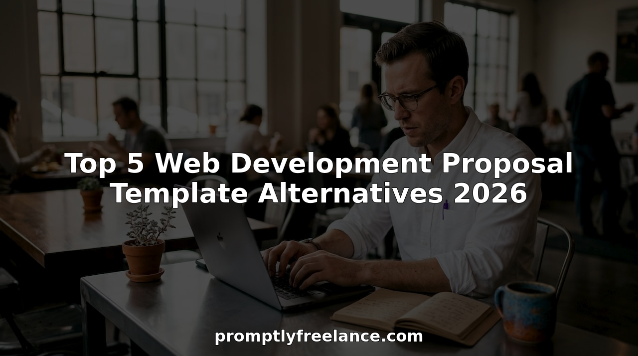 Freelancer typing web development proposal at desk